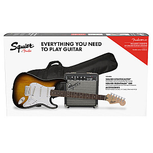 Squier Stratocaster Electric Guitar Pack with Gig Bag and Frontman 10G Amp